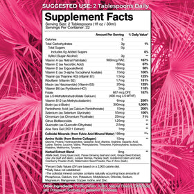 Tropical Oasis Multivitamine Liquide Femme 32 Serv étiquette avec ingrédients