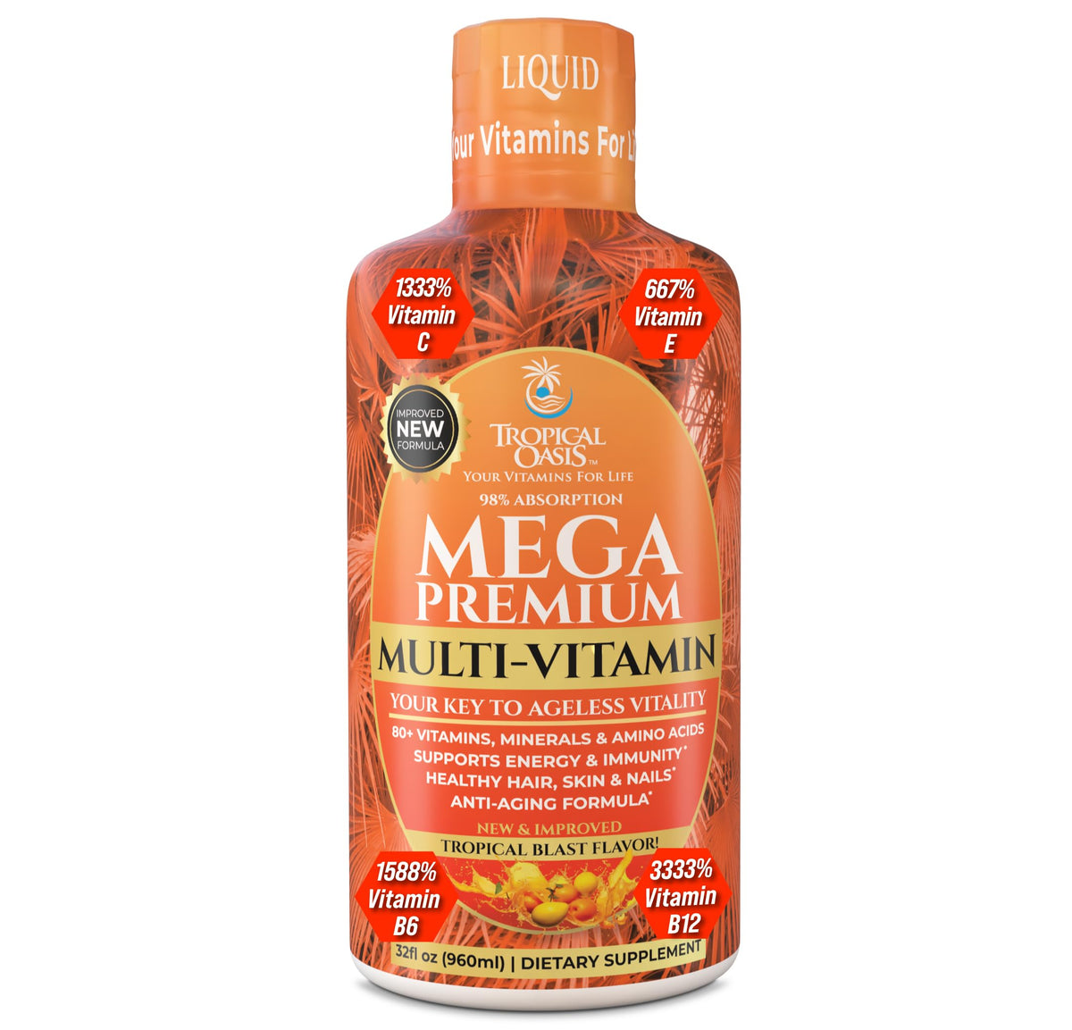Tropical Oasis Multivitamine Liquide Premium 1134g avant