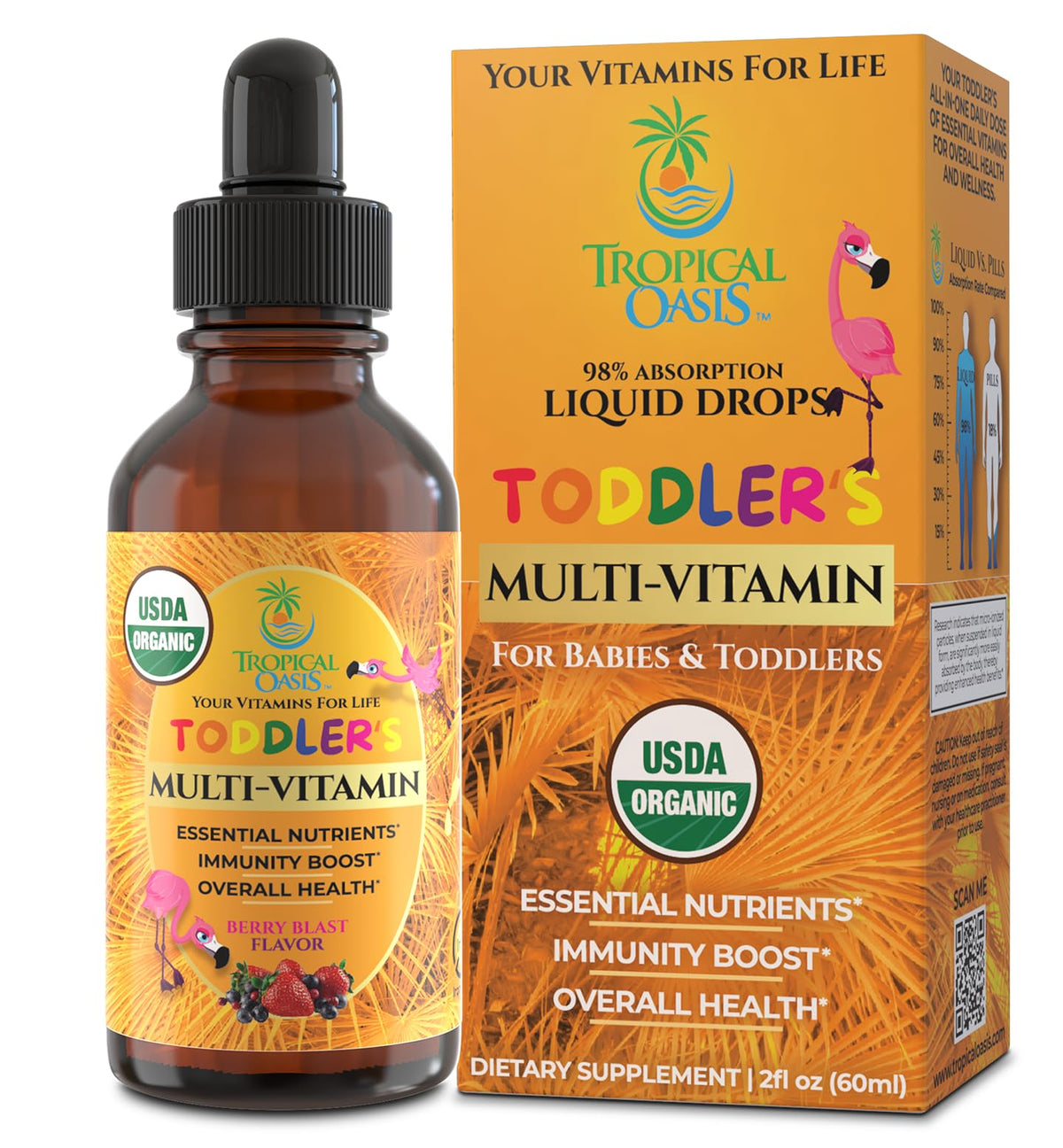 Tropical Oasis Multivitamines Liquides Bio pour Enfants vue avant de 60 ml