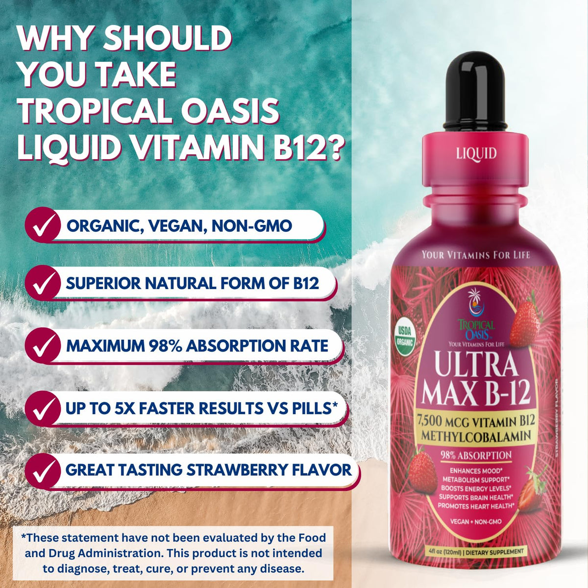Tropical Oasis Ultra Max B12 5000mcg à côté d'autres compléments alimentaires
