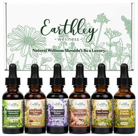 Trousse de teintures herbales bio Earthley Wellness avec 6 flacons