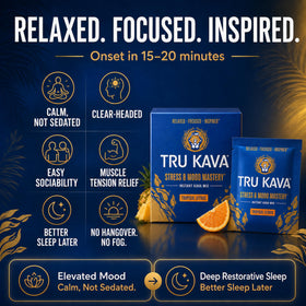 Tru Kava Poudre de Kava Entière en poudre dans un verre d'eau