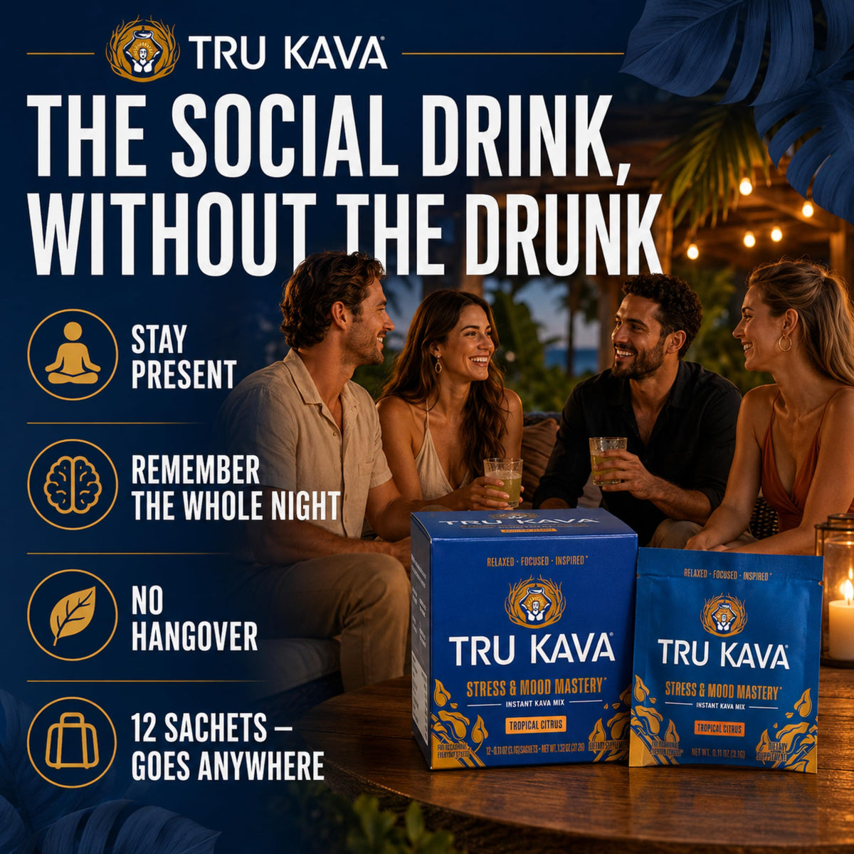 Tru Kava Poudre de Kava Entière sachets avec une cuillère