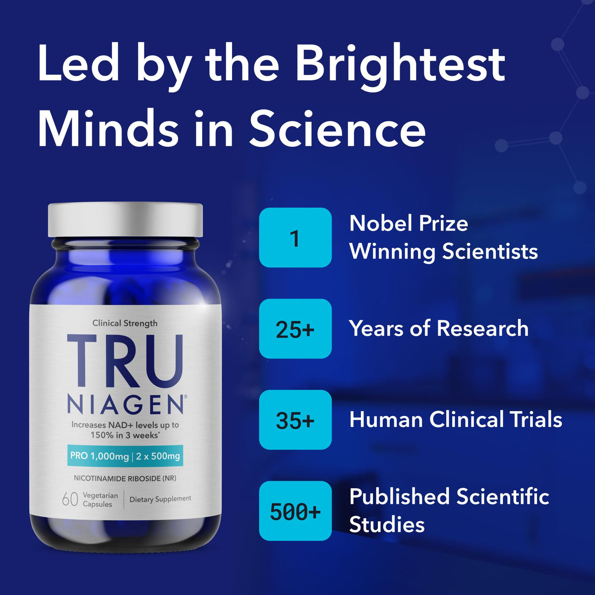 TRU NIAGEN 1000 mg complément NAD+ ouverte avec capsules