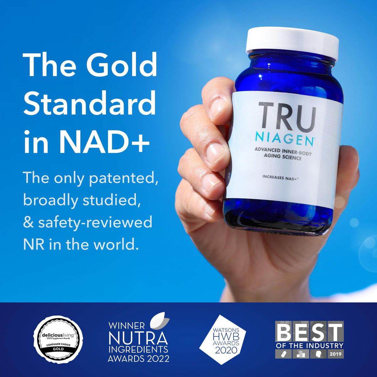 TRU NIAGEN Complément Alimentaire NAD+ 300mg, bouteille sur une table