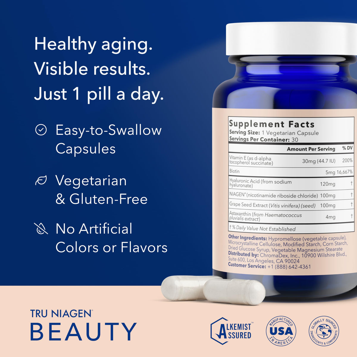 TRU NIAGEN Complément Beauté NAD+ 30 Capsules emballage