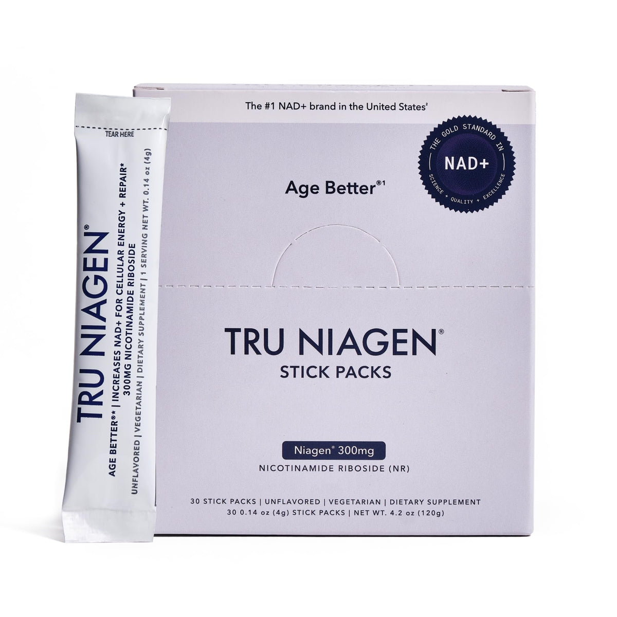 TRU NIAGEN Stick Pack sur une table de travail