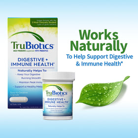 TruBiotics Compléments Alimentaires Probiotiques 60 Capsules sur fond blanc
