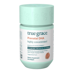 True Grace DHA Prénatal 60 gélules douces en emballage recyclable