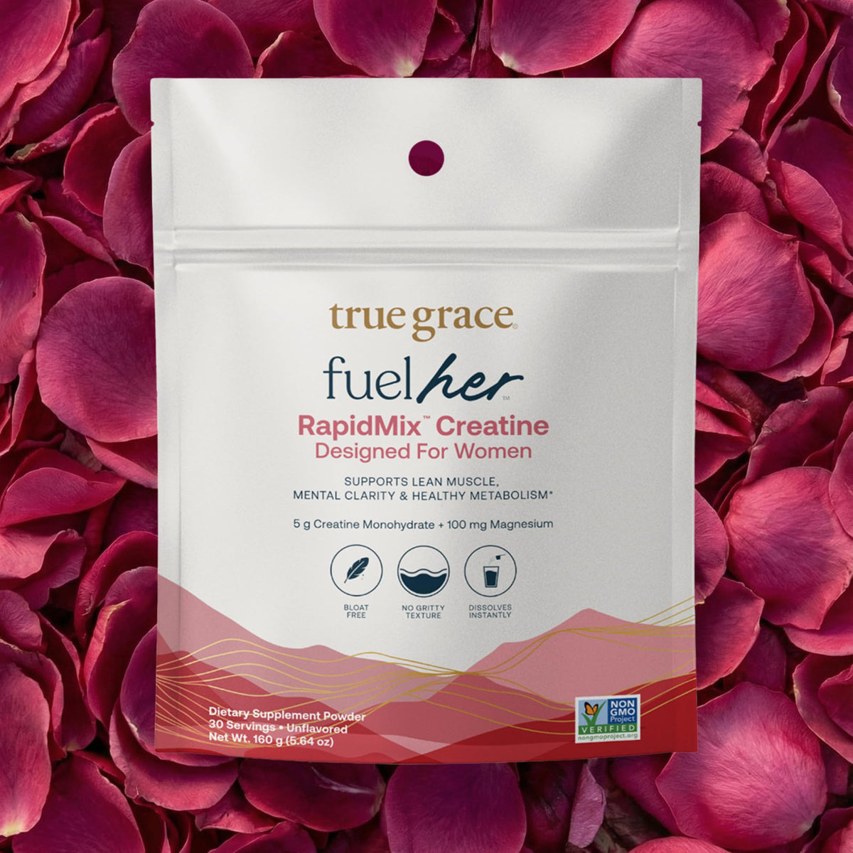 True Grace FuelHer Creatine Monohydrate Unflavored 168g with water