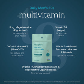 True Grace Multivitamine Quotidienne Homme 50+ ingrédients clés listés