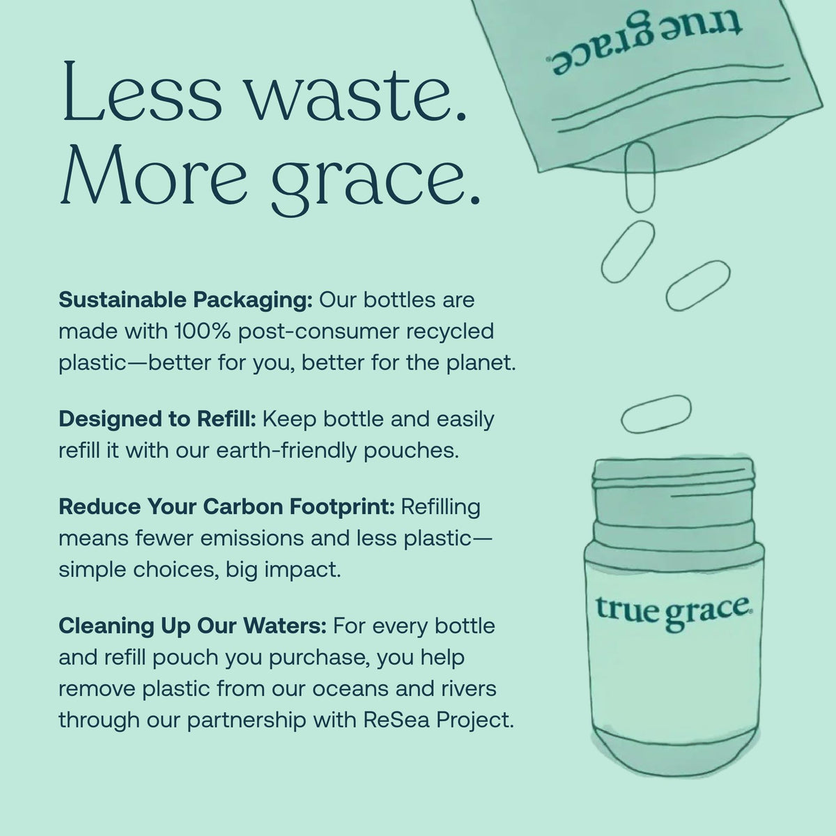 True Grace Multivitamines avec des éléments naturels en arrière-plan