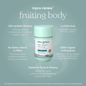 True Grace Myco-Renew Mélange Champignon gélules sur fond naturel