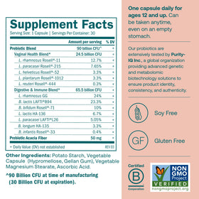 True Grace Probiotique Femme 30 Capsules Végétariennes arrière