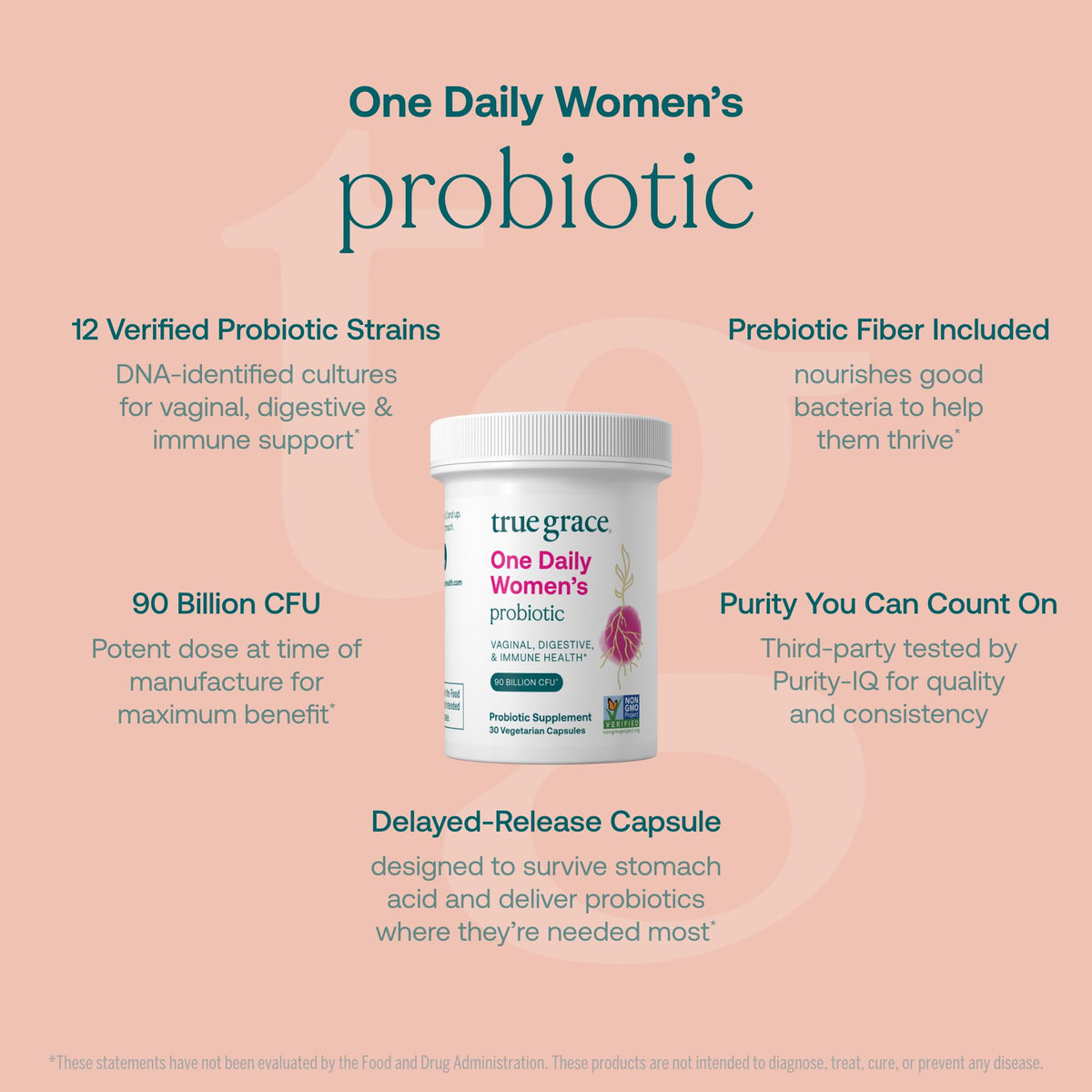 True Grace Probiotique Femme 30 Capsules Végétariennes côté