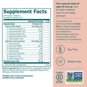 True Grace Probiotique Femme Quotidien - vue arrière avec ingrédients
