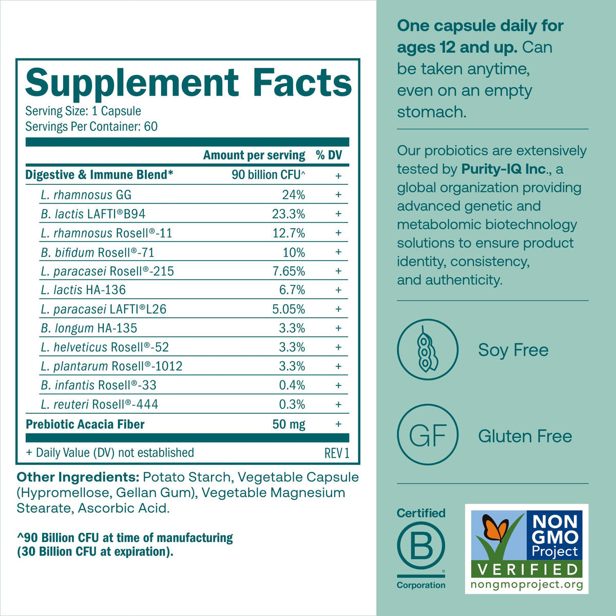 True Grace Probiotique Quotidien capsules végétariennes avec étiquette