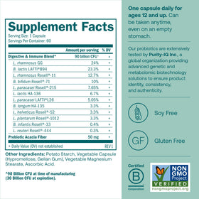 True Grace Probiotique Quotidien capsules végétariennes avec étiquette