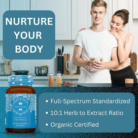 True Veda Triphala Poudre Bio capsules avec ingrédients naturels