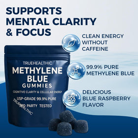 TRUEHEALTHIC Gummies Methylene Blue 5mg, gummies sur une surface blanche