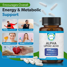 TRUEMED Acide Alpha-Lipoïque 600 mg capsules avec des ingrédients