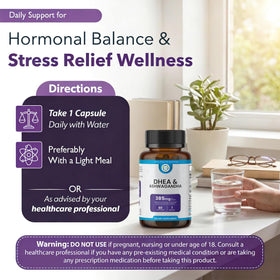 TRUEMED DHEA & Ashwagandha 385mg 60 capsules végétales arrière