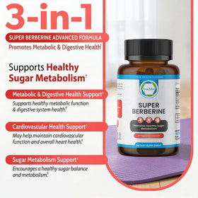 TRUEMED Super Berberine bouteille avec capsules en arrière-plan