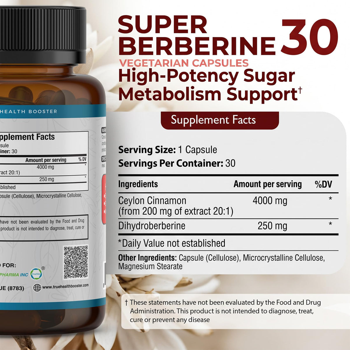 TRUEMED Super Berberine prise de capsules quotidiennes