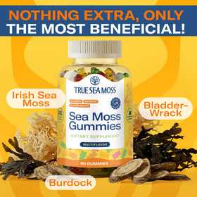 TrueSeaMoss Gummies avec racine de bardane et fucus
