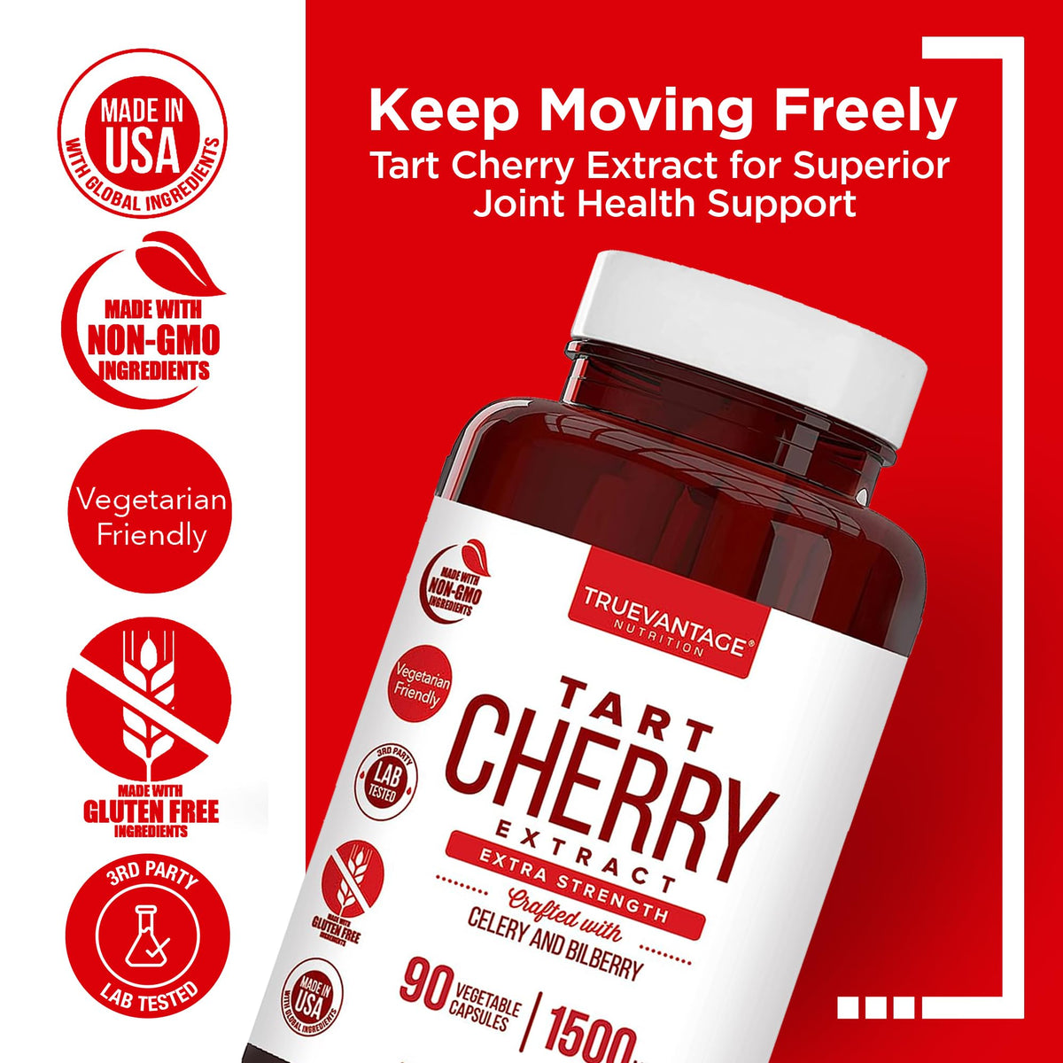 Truevantage Nutrition Extrait de Cerise Acide 90 Capsules emballage