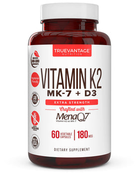 Truevantage Nutrition K2 MK-7 180 mcg + D3 5000 IU - vue avant du produit