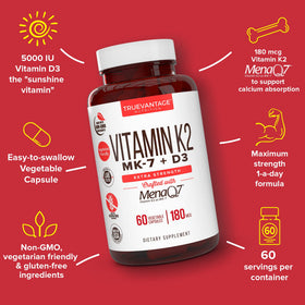Truevantage Nutrition K2 MK-7 - gélule végétale sur fond blanc