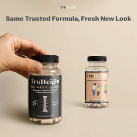 TruHeight capsules de croissance, vue arrière du flacon avec ingrédients