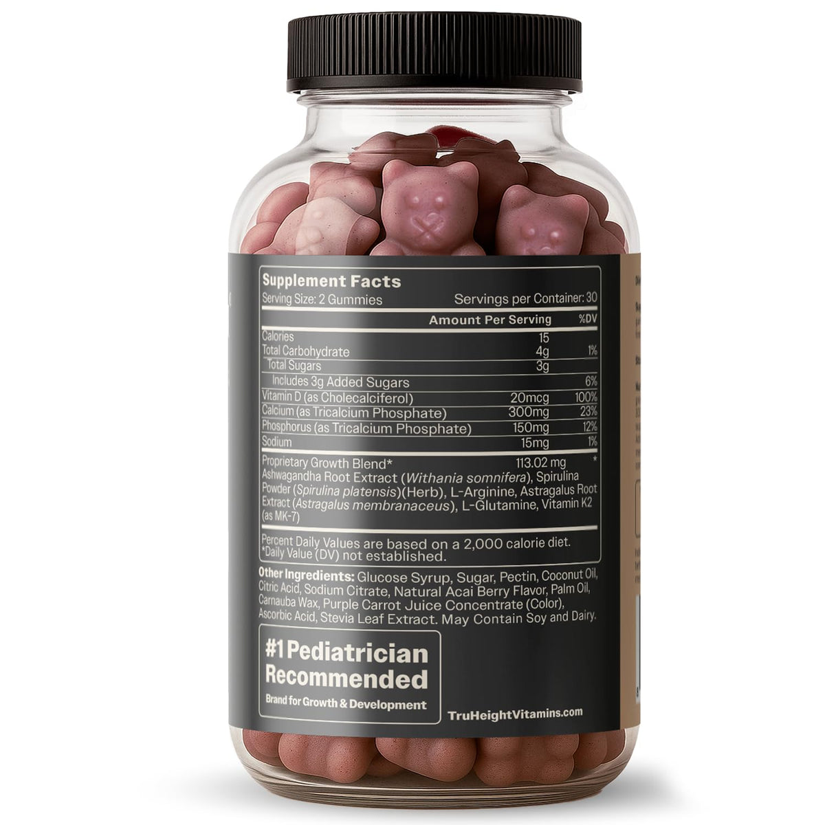TruHeight Gummies de Croissance Acai avec bouchon ouvert