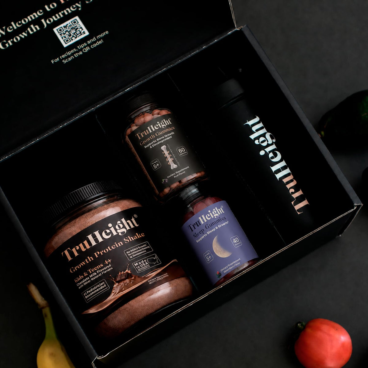 TruHeight Gummies de Croissance Acai avec des enfants souriants