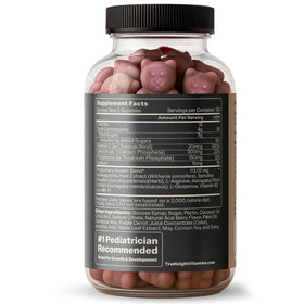 TruHeight Gummies de Croissance Acai avec une portion montrant les gummies