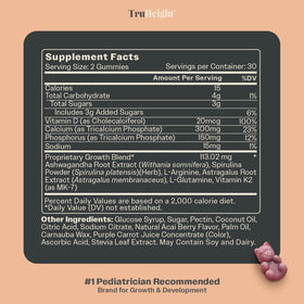 TruHeight Gummies de Croissance Acai, dosage recommandé
