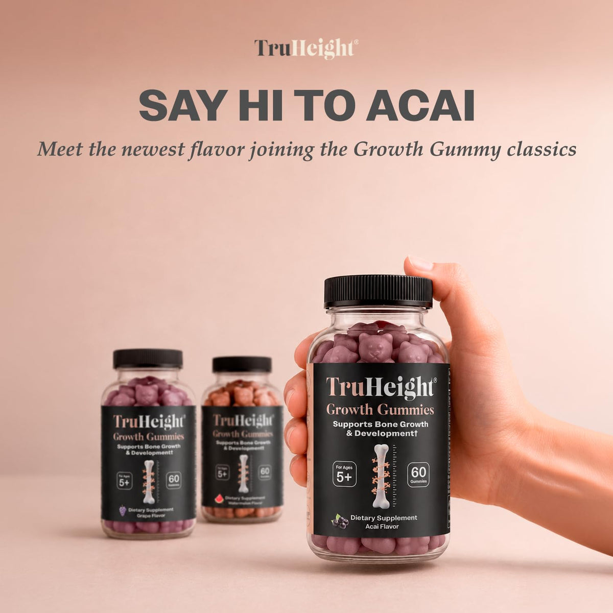 TruHeight Gummies de Croissance Acai montrant les gummies à l'intérieur