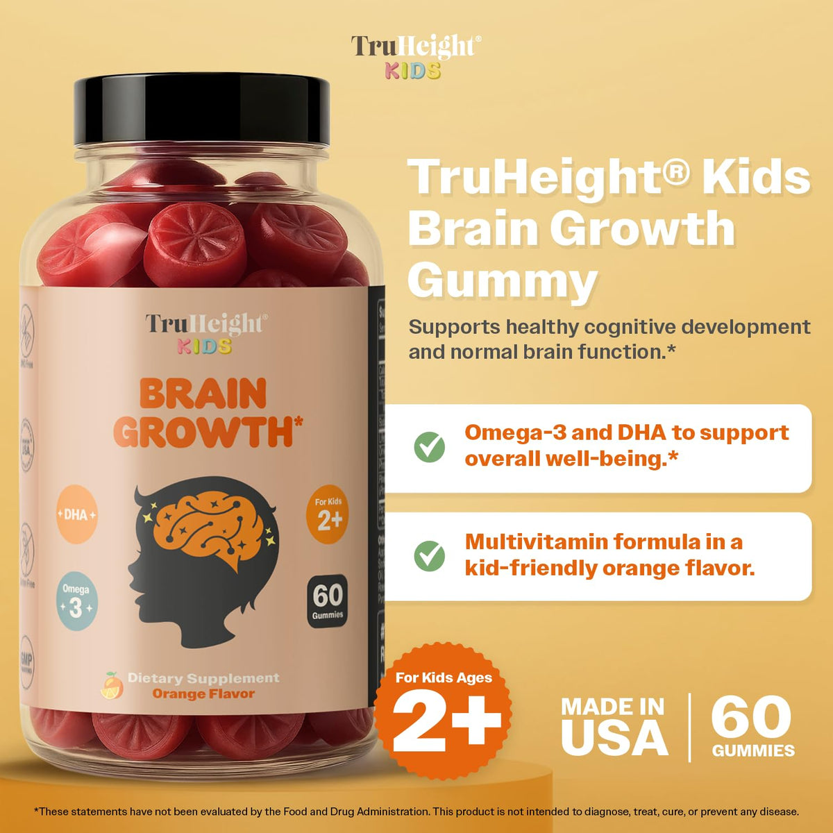 TruHeight gummies orange en forme amusante pour enfants