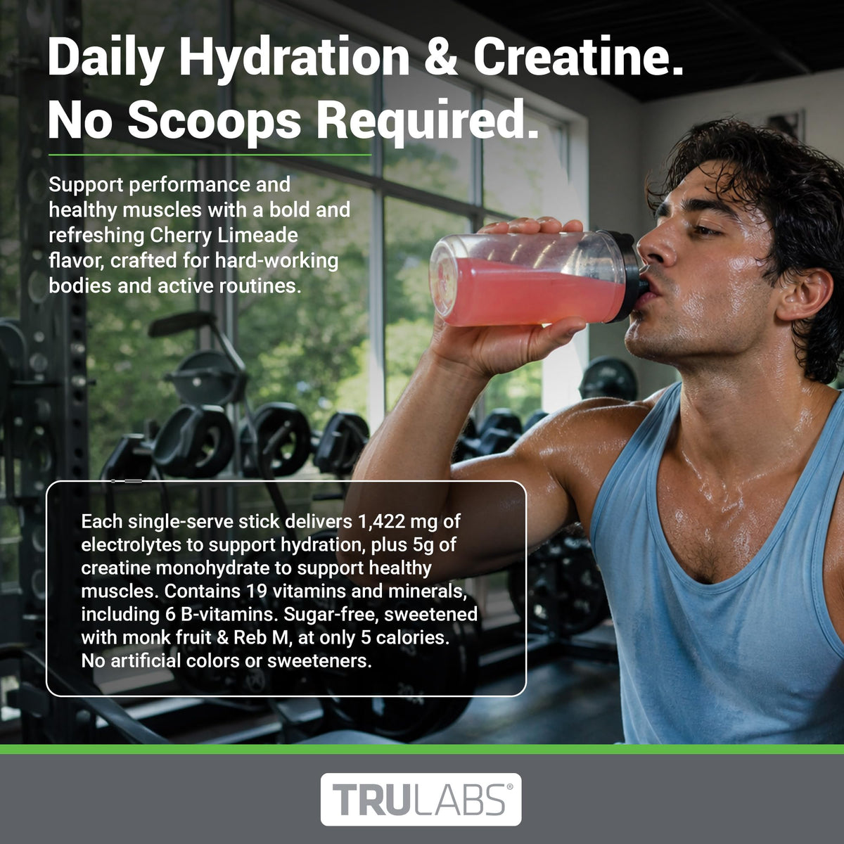 TRULABS Hydrate + Creatine en usage dans une bouteille d'eau