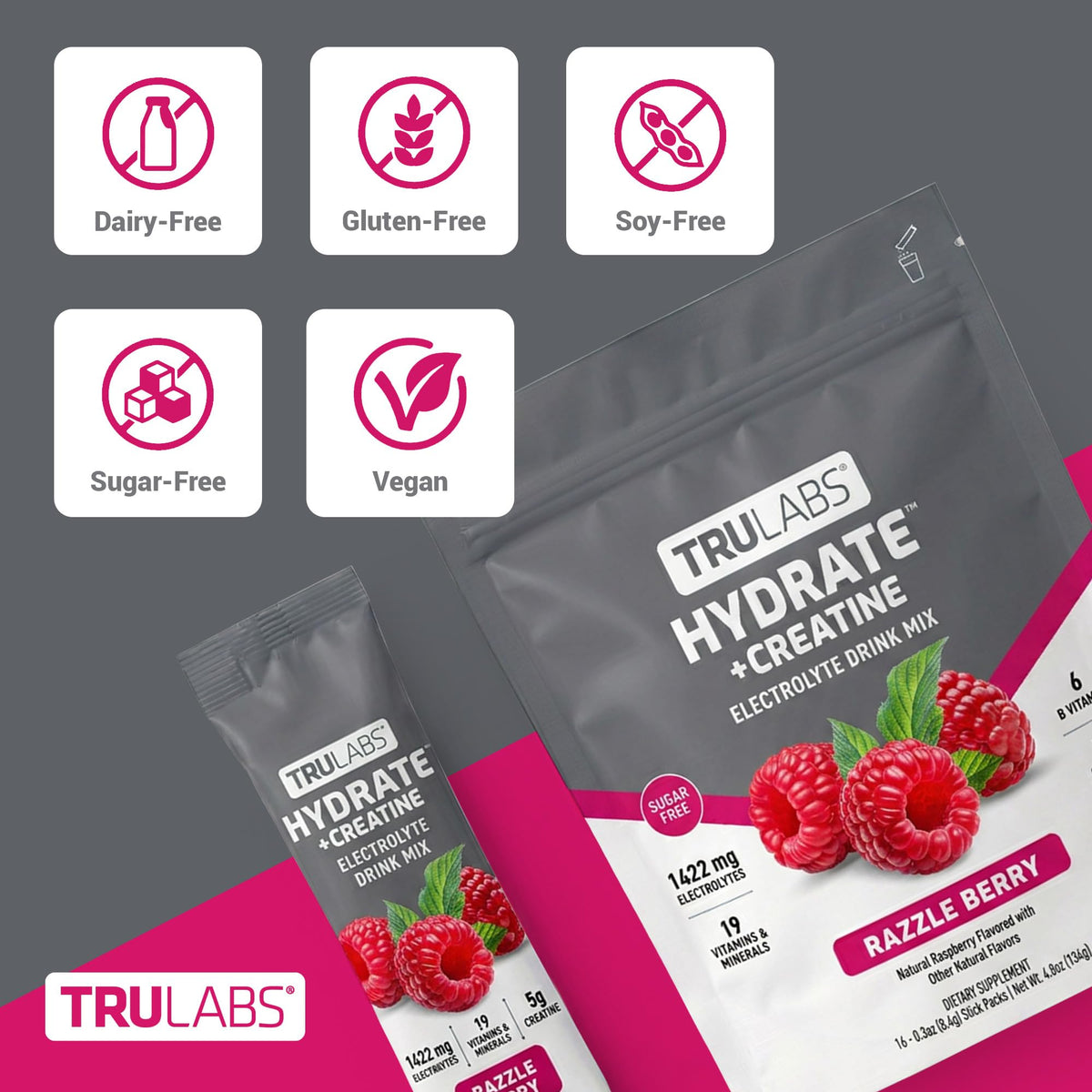TRULABS Hydrate saveur baies avec présentation des sticks