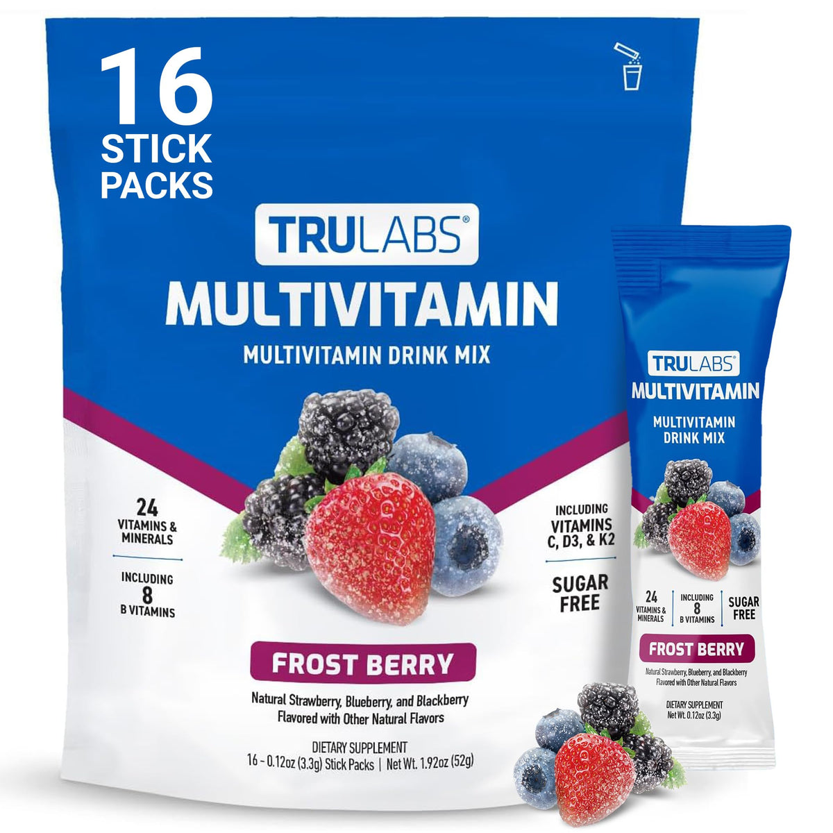 TRULABS Mélange de Multivitamines Saveur Baies Glacées, sachets de 16
