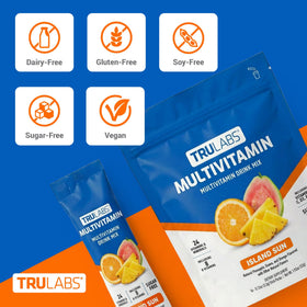TRULABS Mélange de Multivitamines Saveur Island Sun mélange dans un verre d'eau
