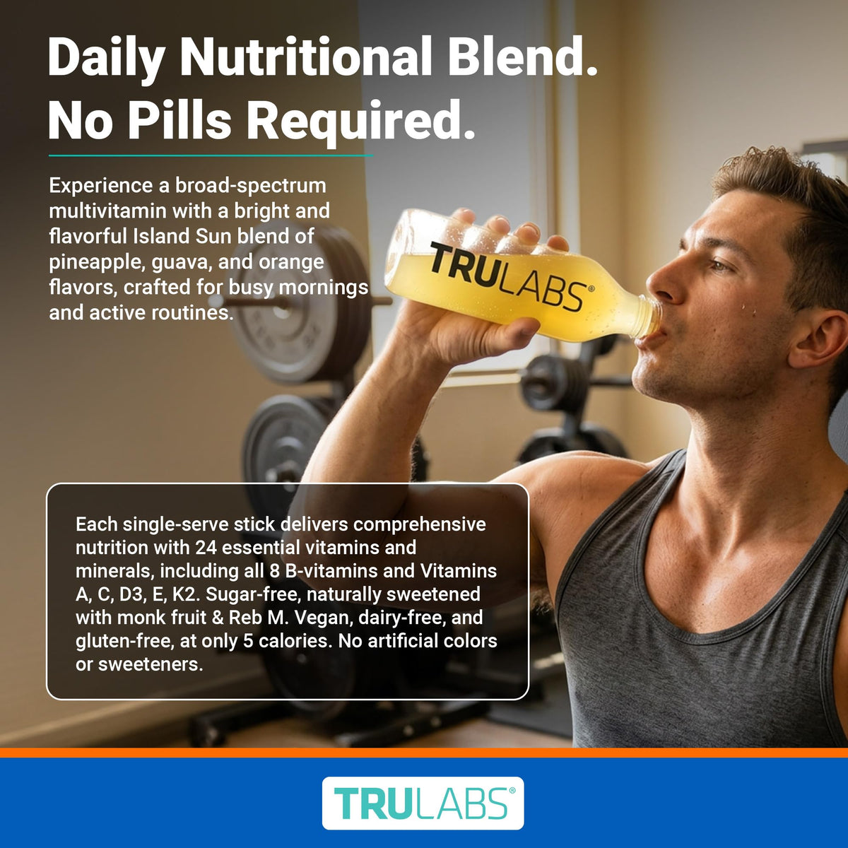 TRULABS Mélange de Multivitamines Saveur Island Sun vue arrière du paquet