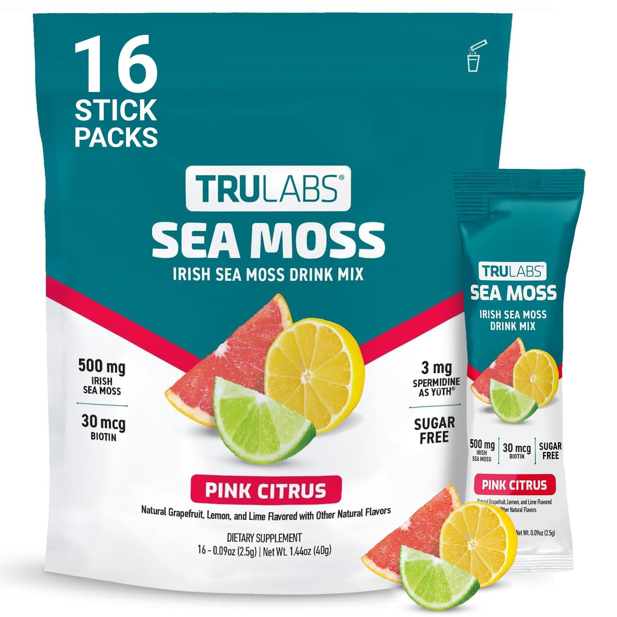 TRULABS Mousse Irlandaise 500 mg Stick Pack Saveur Agrumes Roses