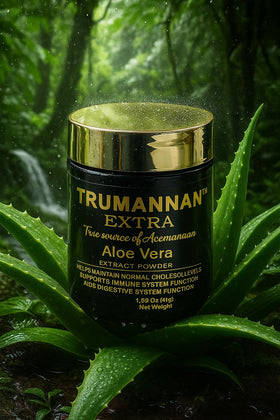 Trumannan Poudre d'Extrait d'Aloe Vera 40% Acemannan 91g avec étiquette visible