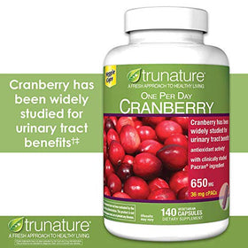 TruNature Cranberry 650 mg emballage avec capsules végétariennes