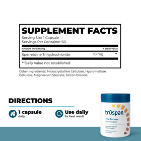 TRŪSPAN Capsules Spermidine 10mg ouvertes montrant le contenu