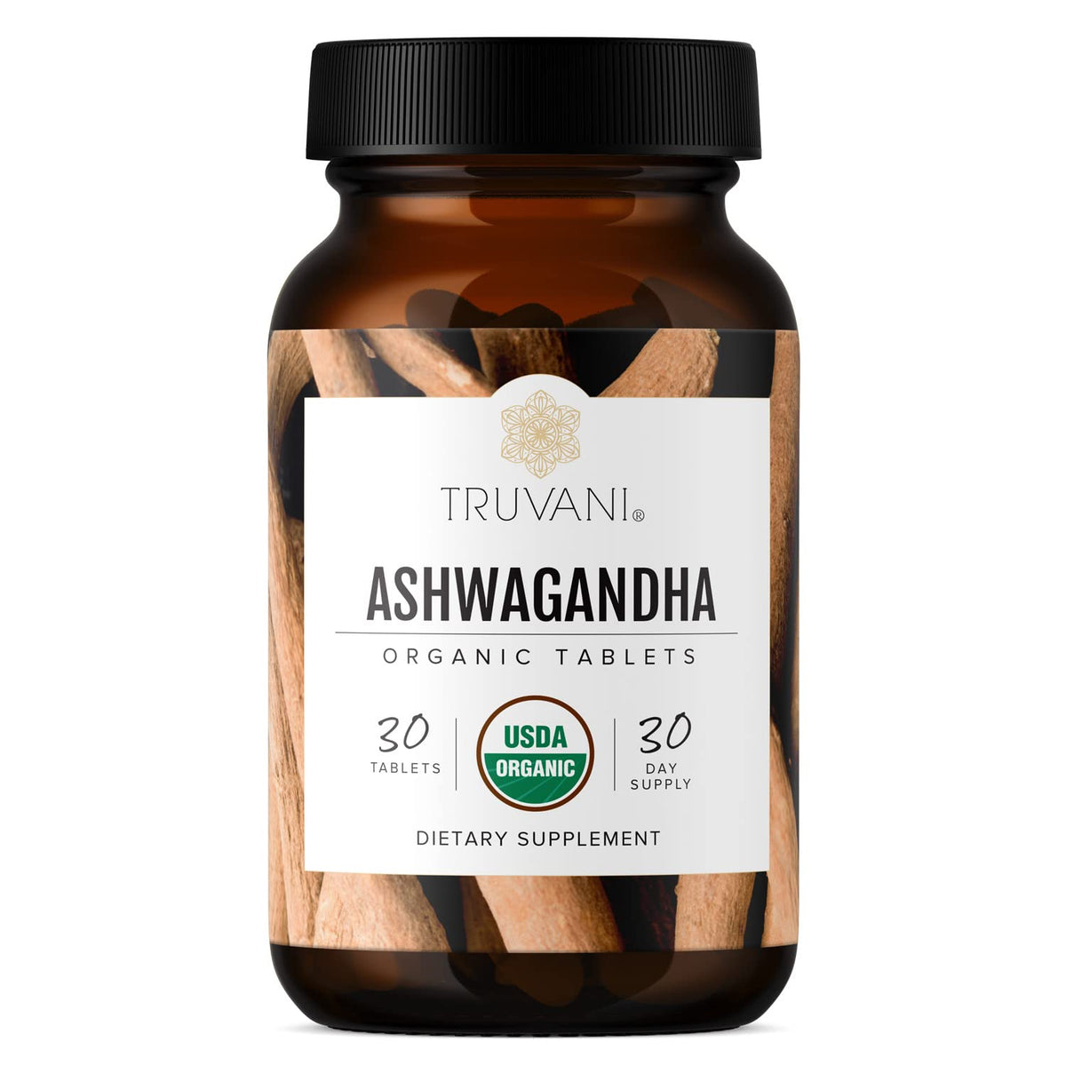 Truvani Ashwagandha Bio 30 jours flacon avant