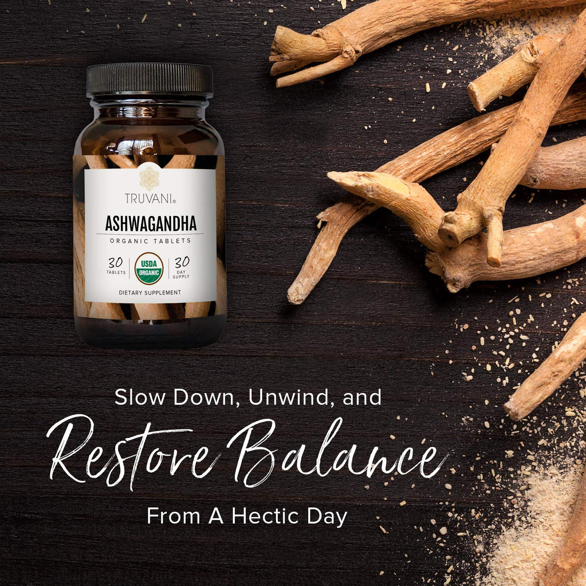 Truvani Ashwagandha Bio capsules en gros plan